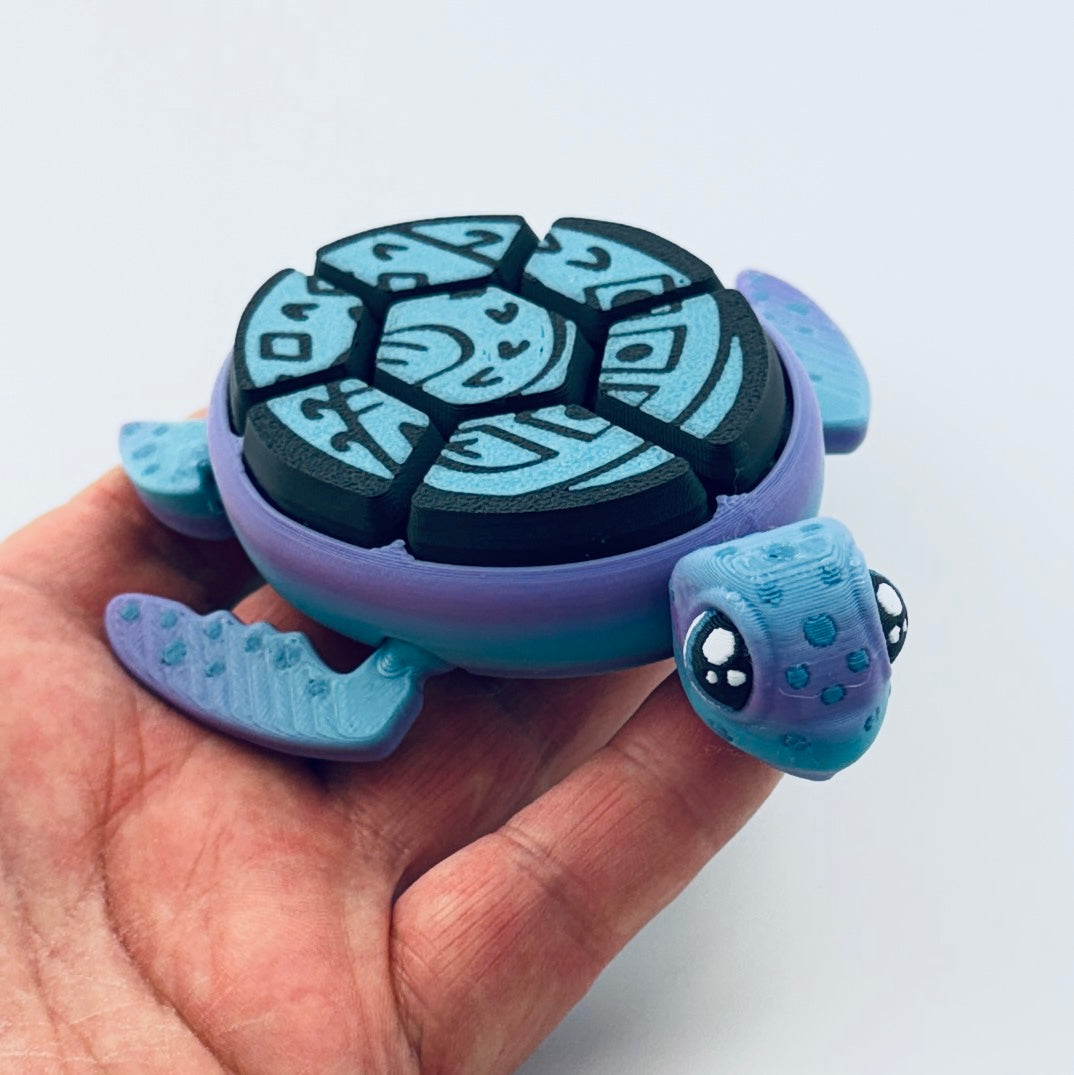 sea turtle fidget clicker - blue/purple