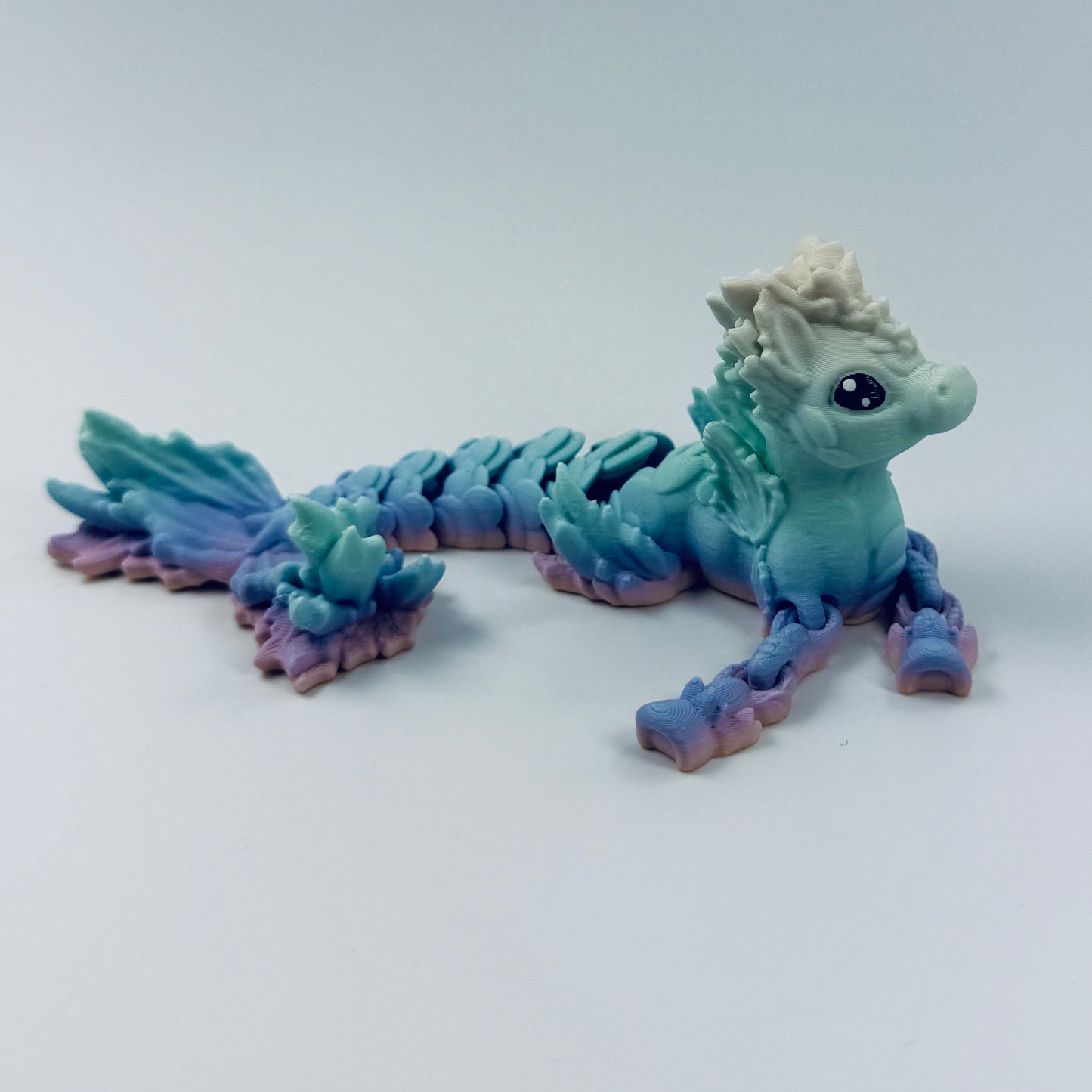 3d printed seahorse - pastel rainbow