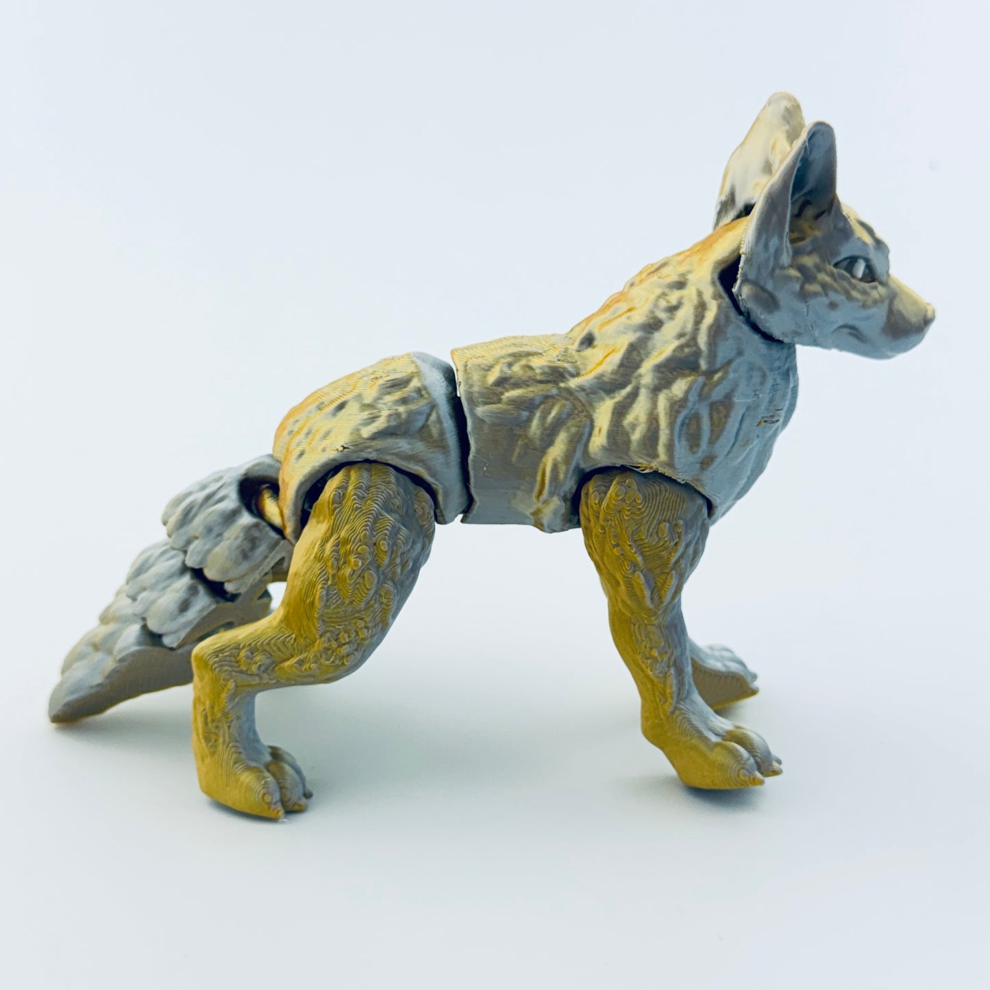 3d printed wolf - gold/silver - view 5