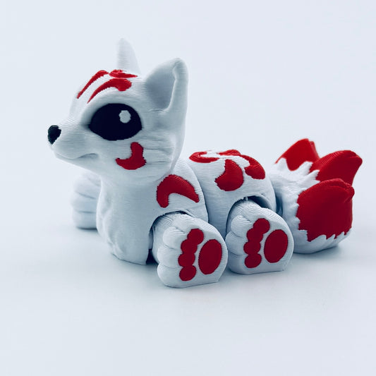 Mini Kitsune Articulated 3D Printed Fox | Flexible Fidget Toy & Fantasy Collectible