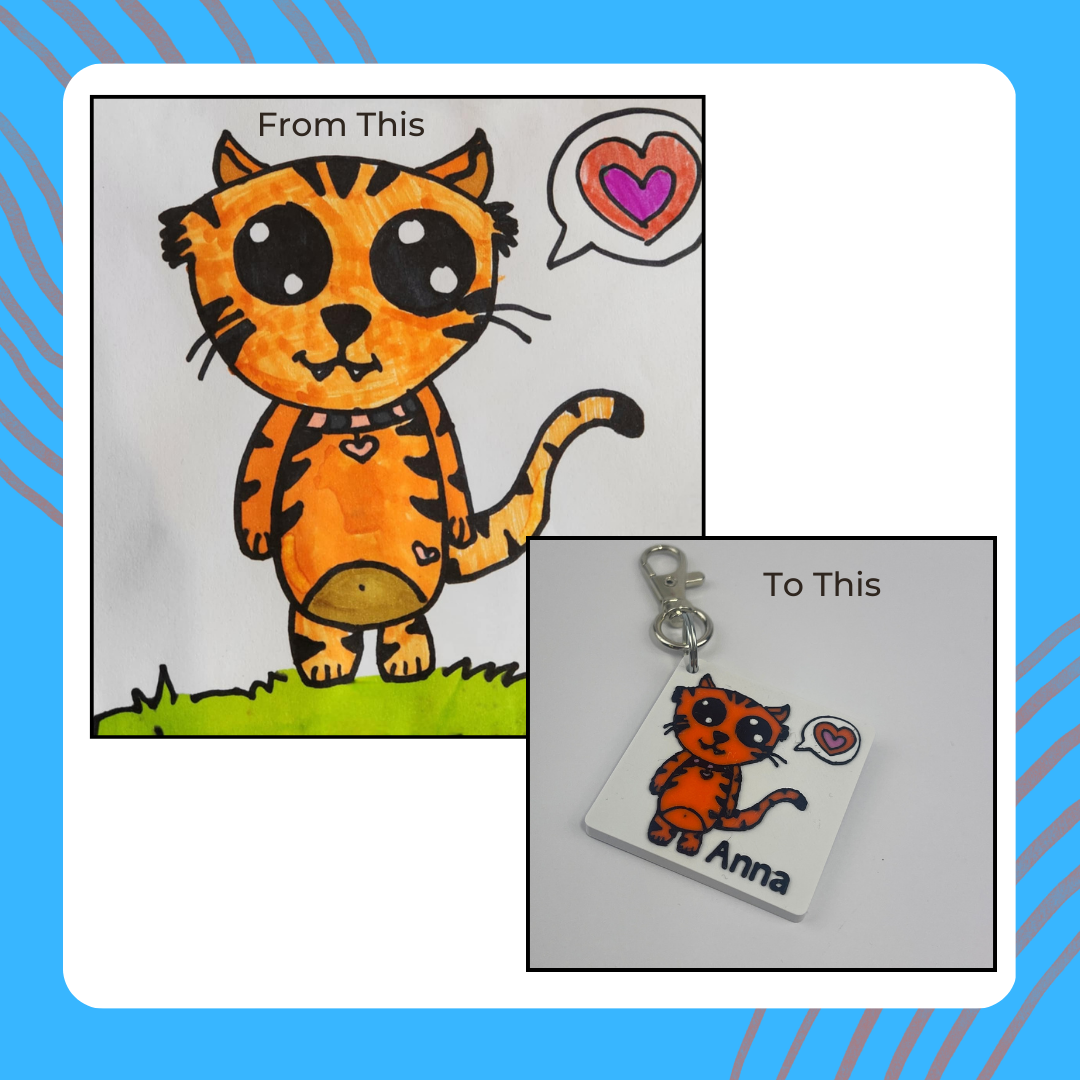 Custom Keyring - your child's art 3d printed!