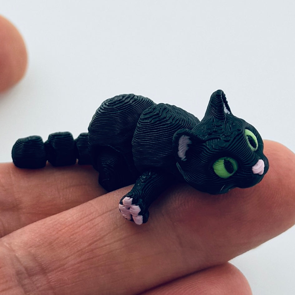 3d printed teeny tiny black cat