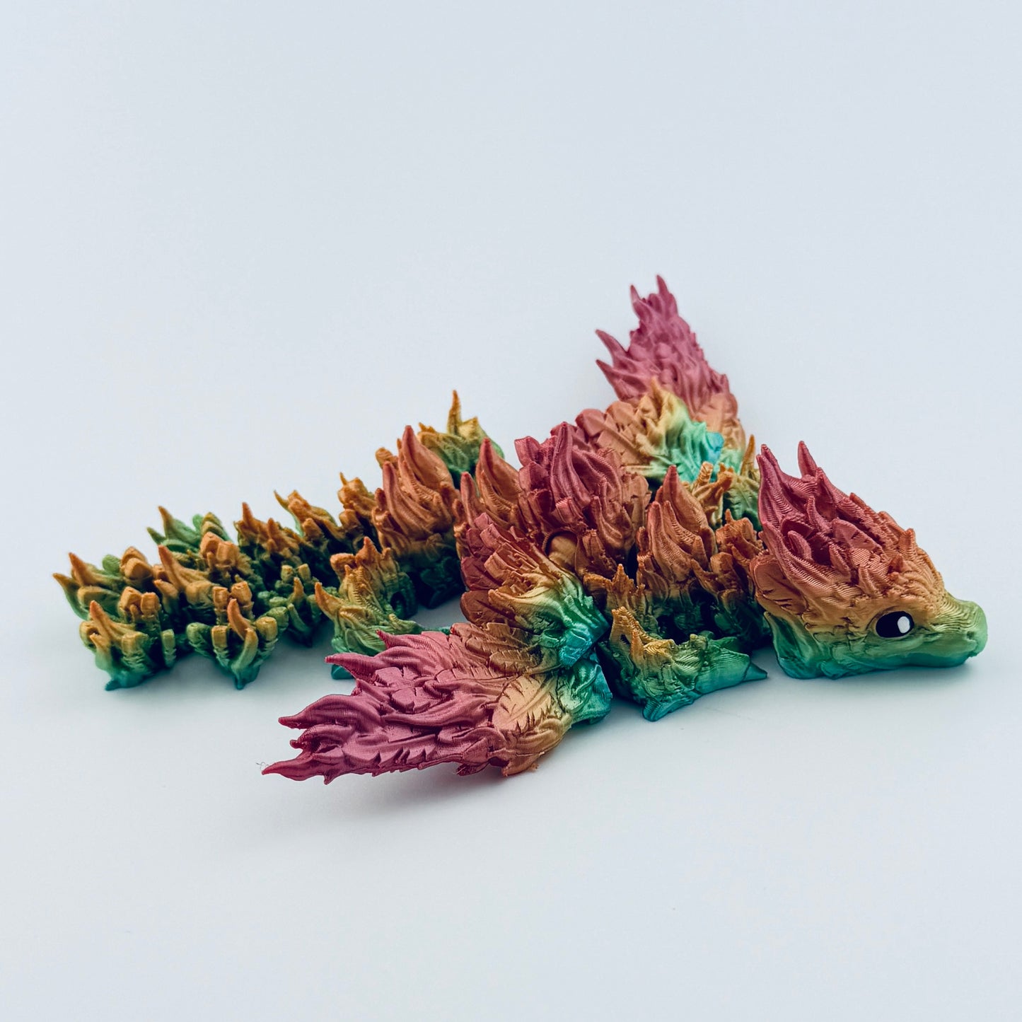 3d printed baby phoenix dragon - rainbow - view 1