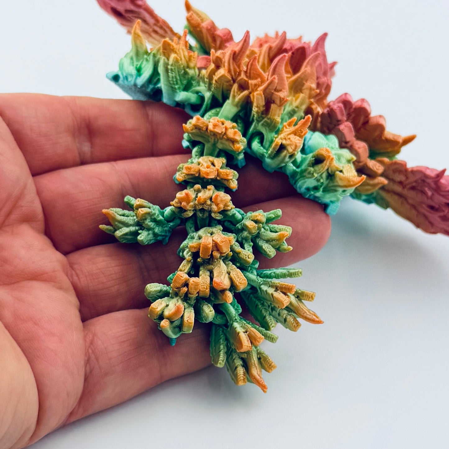 3d printed baby phoenix dragon - rainbow - view 4