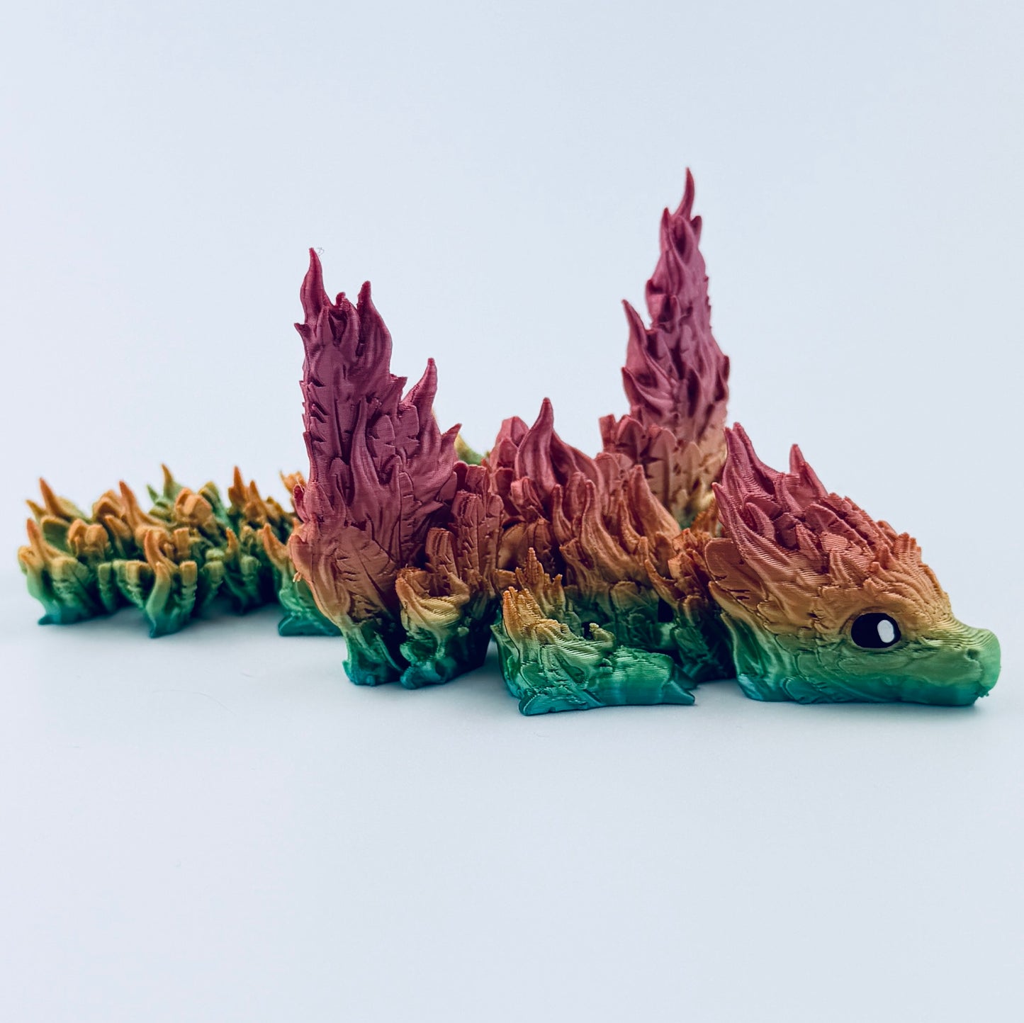 3d printed baby phoenix dragon - rainbow - view 3