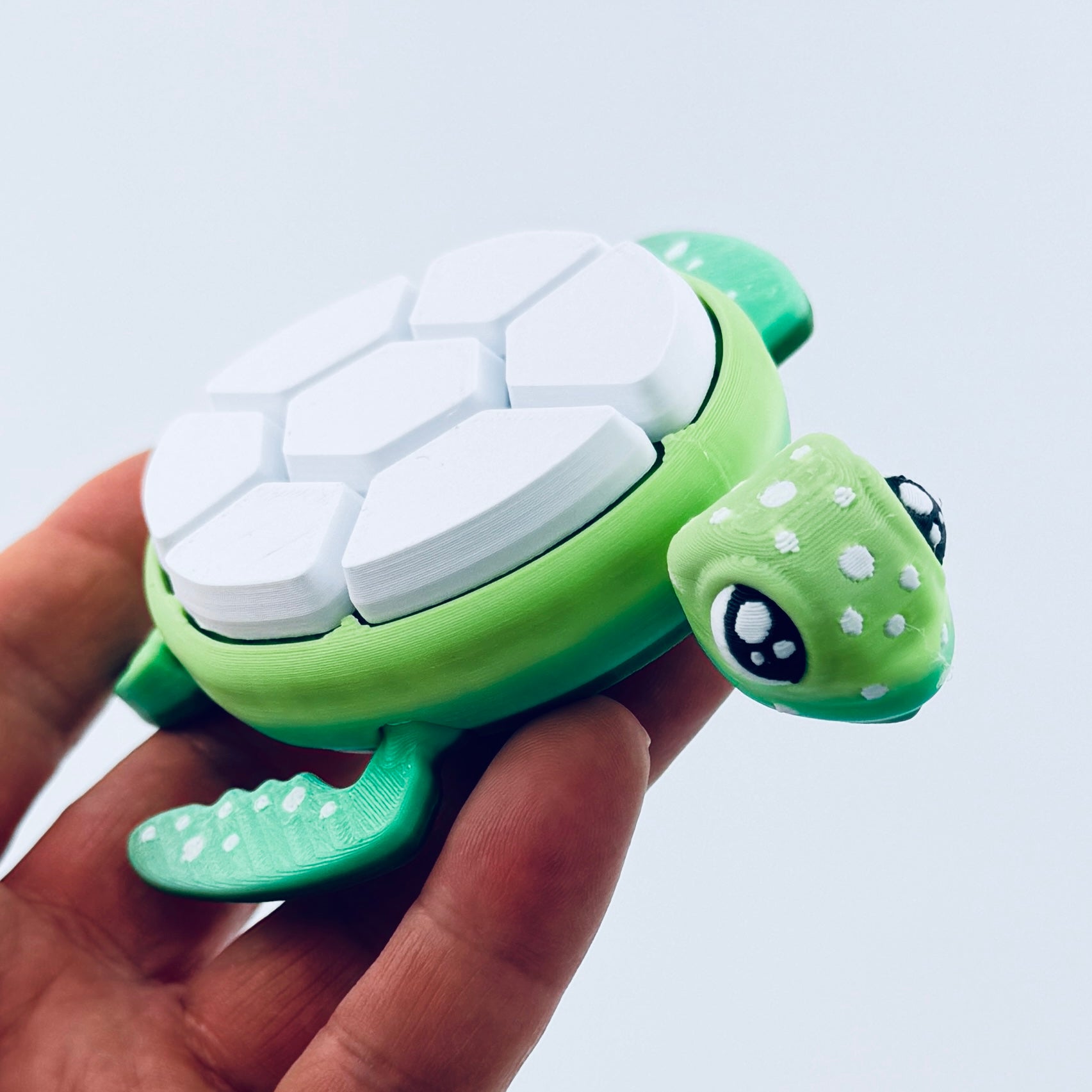 sea turtle fidget clicker - green/white