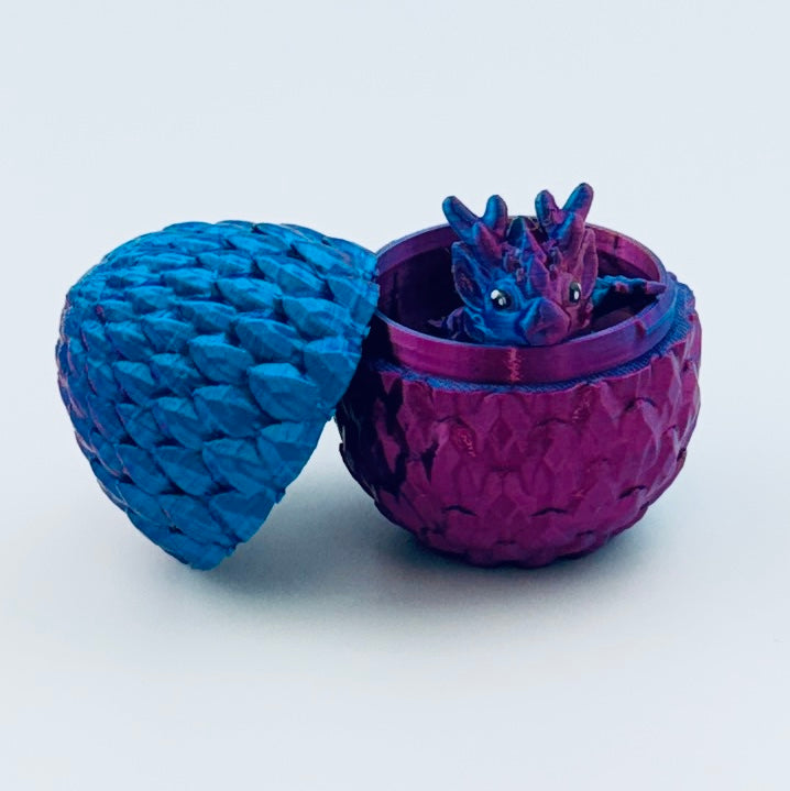 Teeny tiny dragon in egg - pink/blue