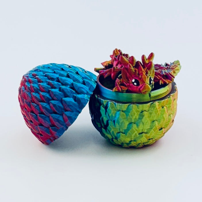 3d printed teeny dragon in egg - luxe spectrum