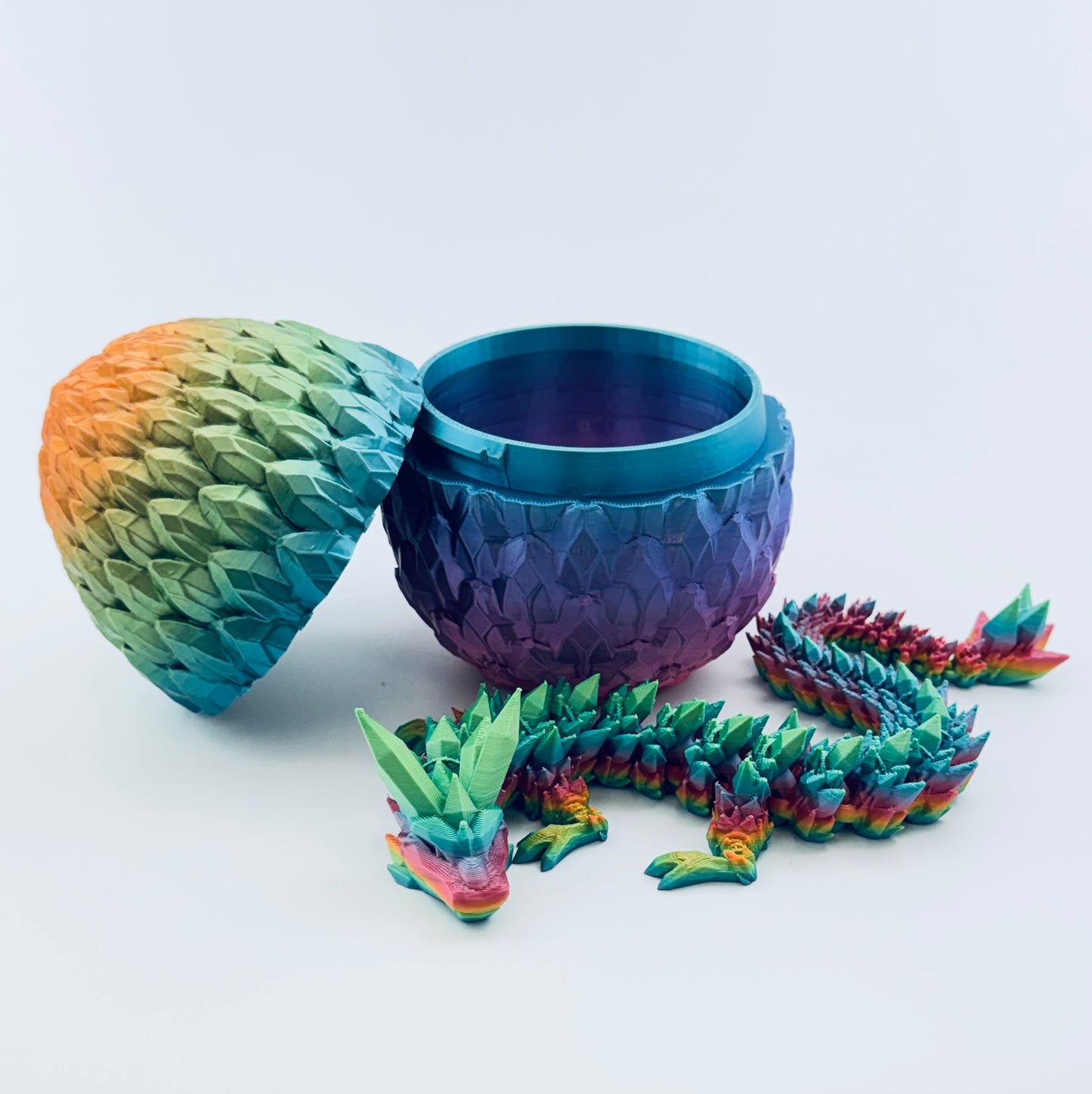 medium crystal dragon and egg - rainbow