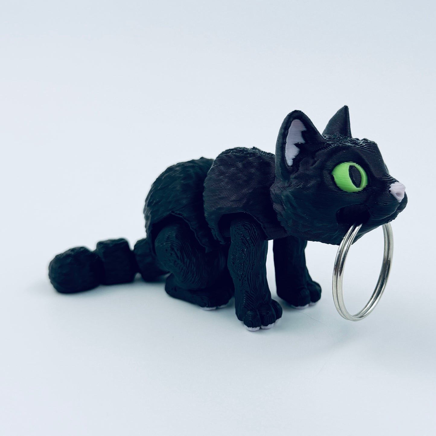 3d printed  mini cat - black keyring