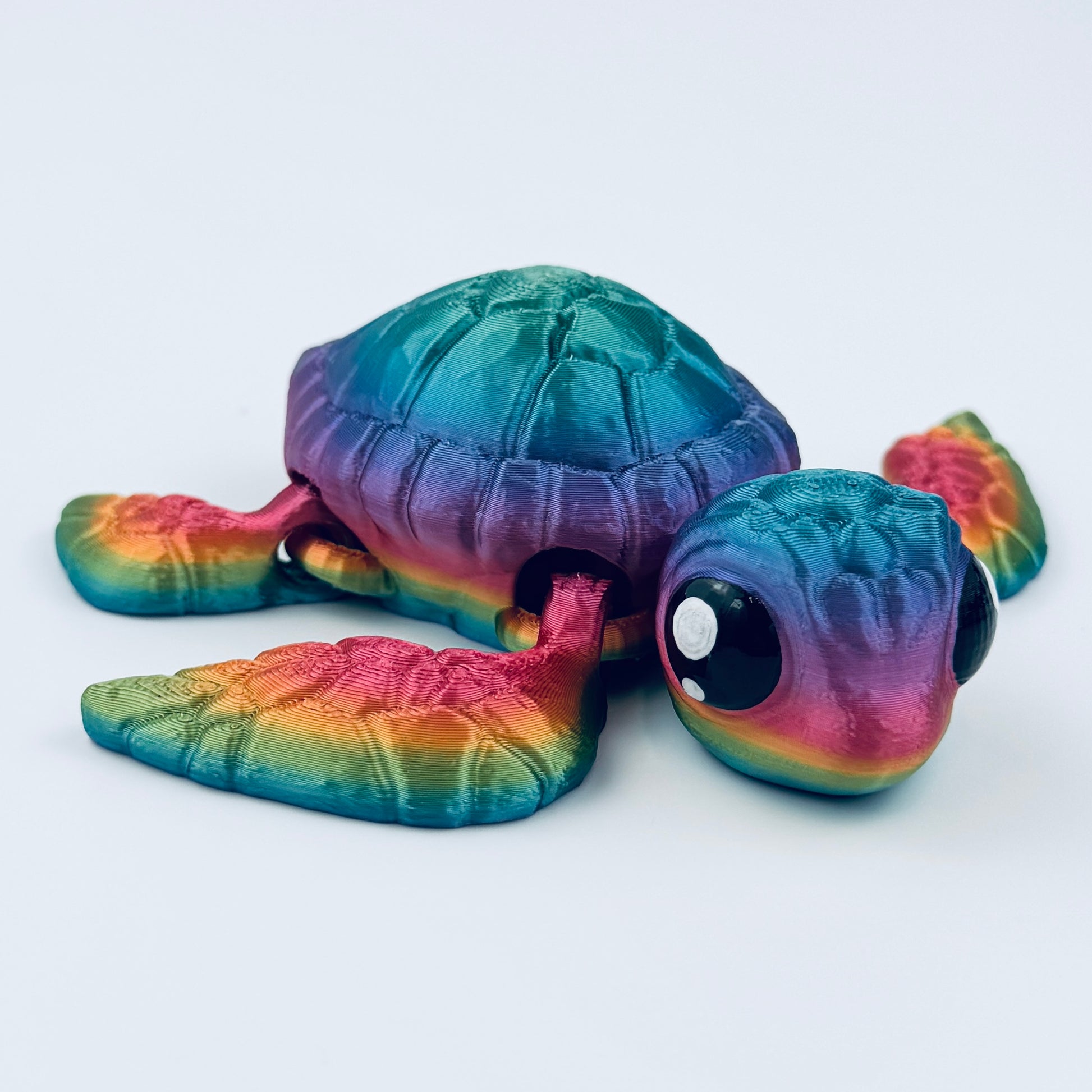 3d printed sea turtle - rainbow