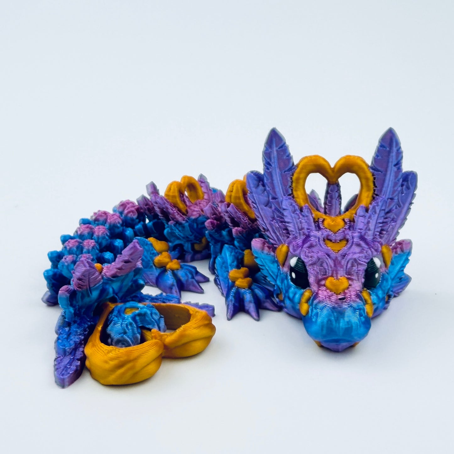 heart dragon - pink, purple and gold
