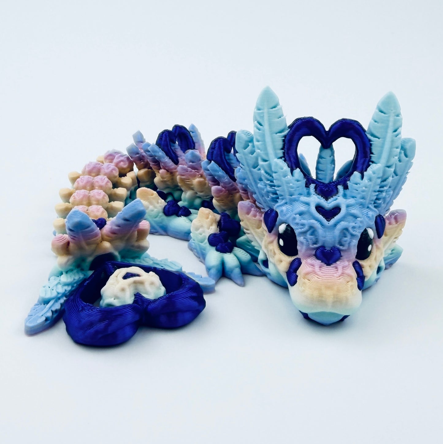 heart dragon - matte rainbow and purple