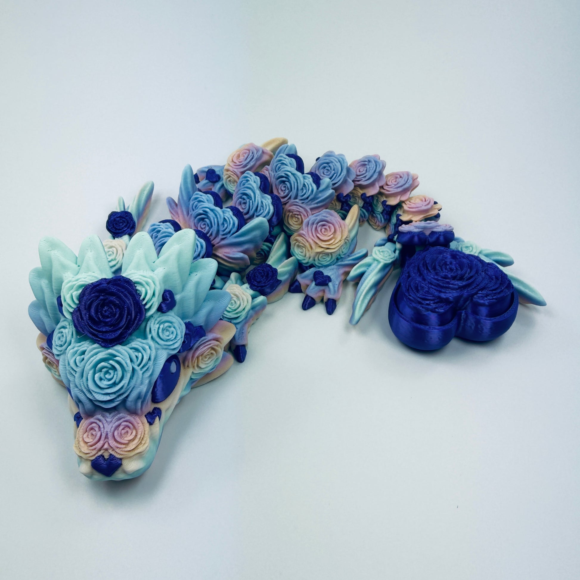 Baby rose heart dragon with purple details - view 4