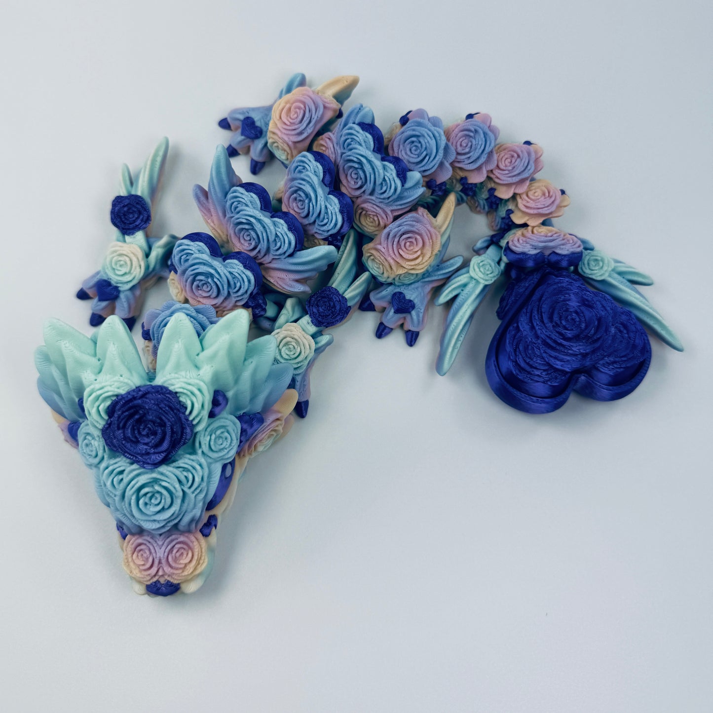 Baby rose heart dragon with purple details - view 1