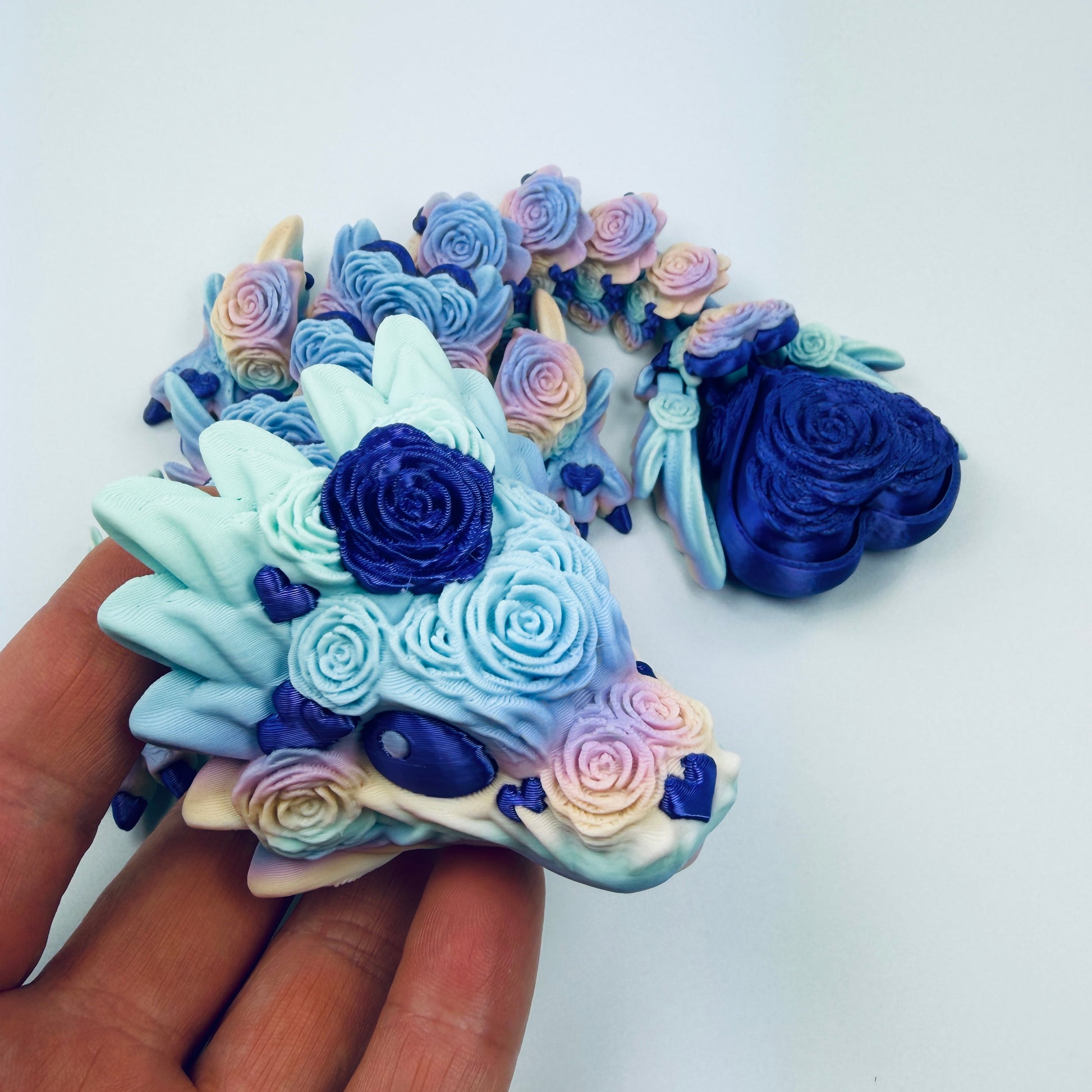 Baby rose heart dragon with purple details - view 2