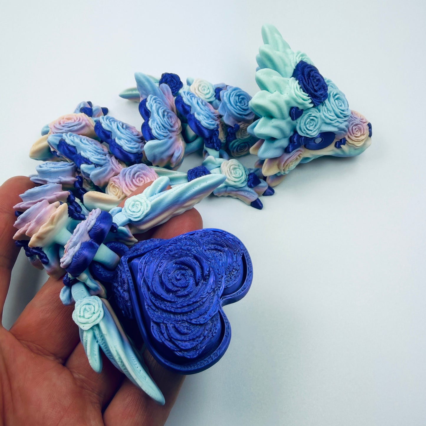 Baby rose heart dragon with purple details - view 3