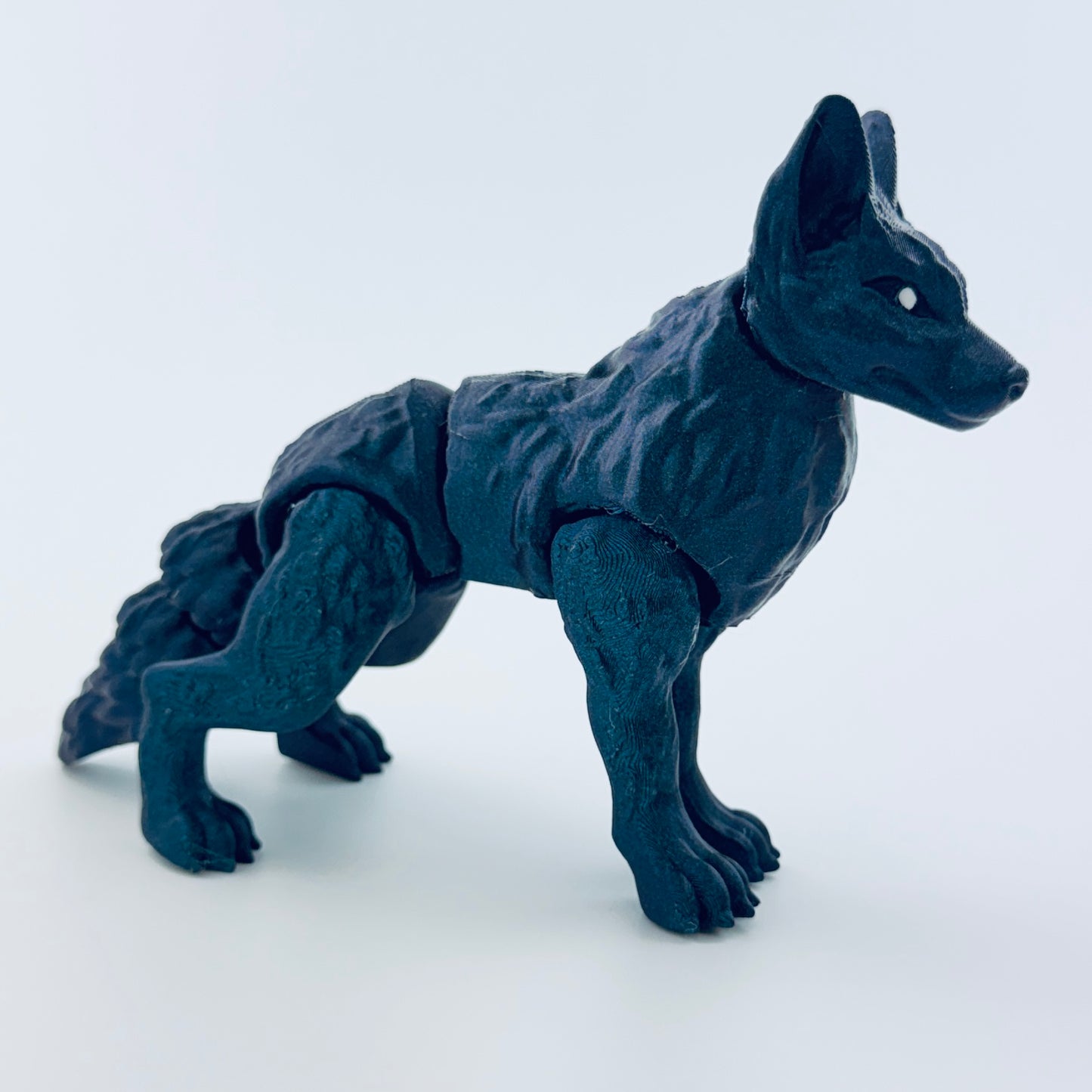 3d printed wolf - titanium - view 1