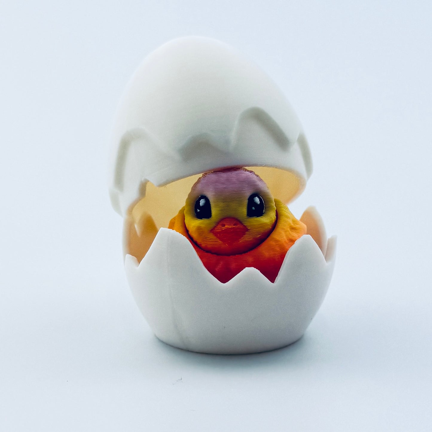 3d printed chick inside white egg - view 2