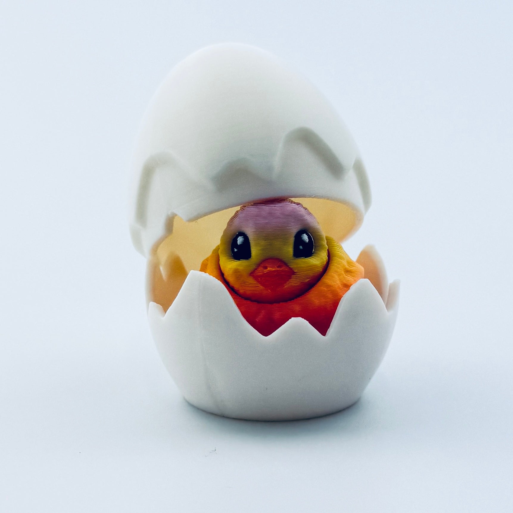 3d printed chick inside white egg - view 2
