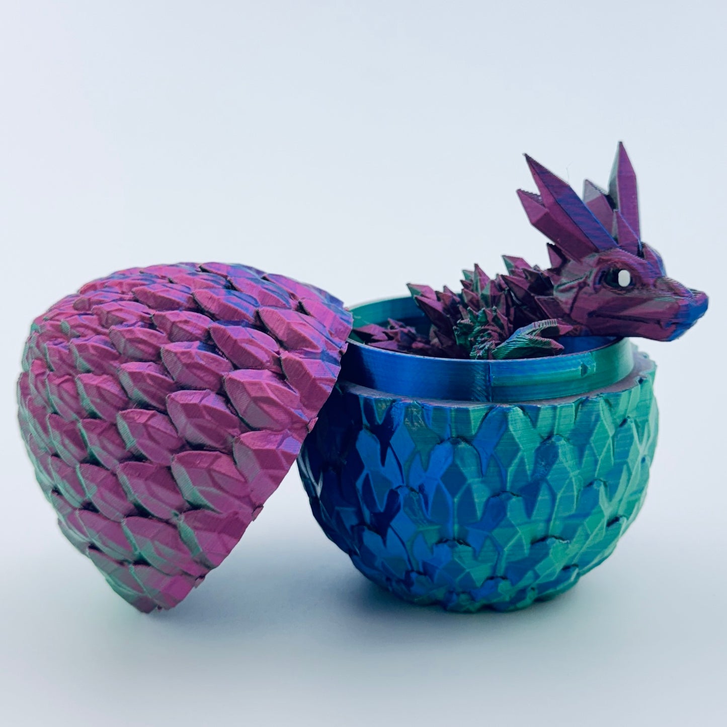 3d printed dragon in egg - paua