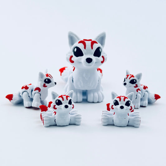 Mini Kitsune Articulated 3D Printed Fox | Flexible Fidget Toy & Fantasy Collectible