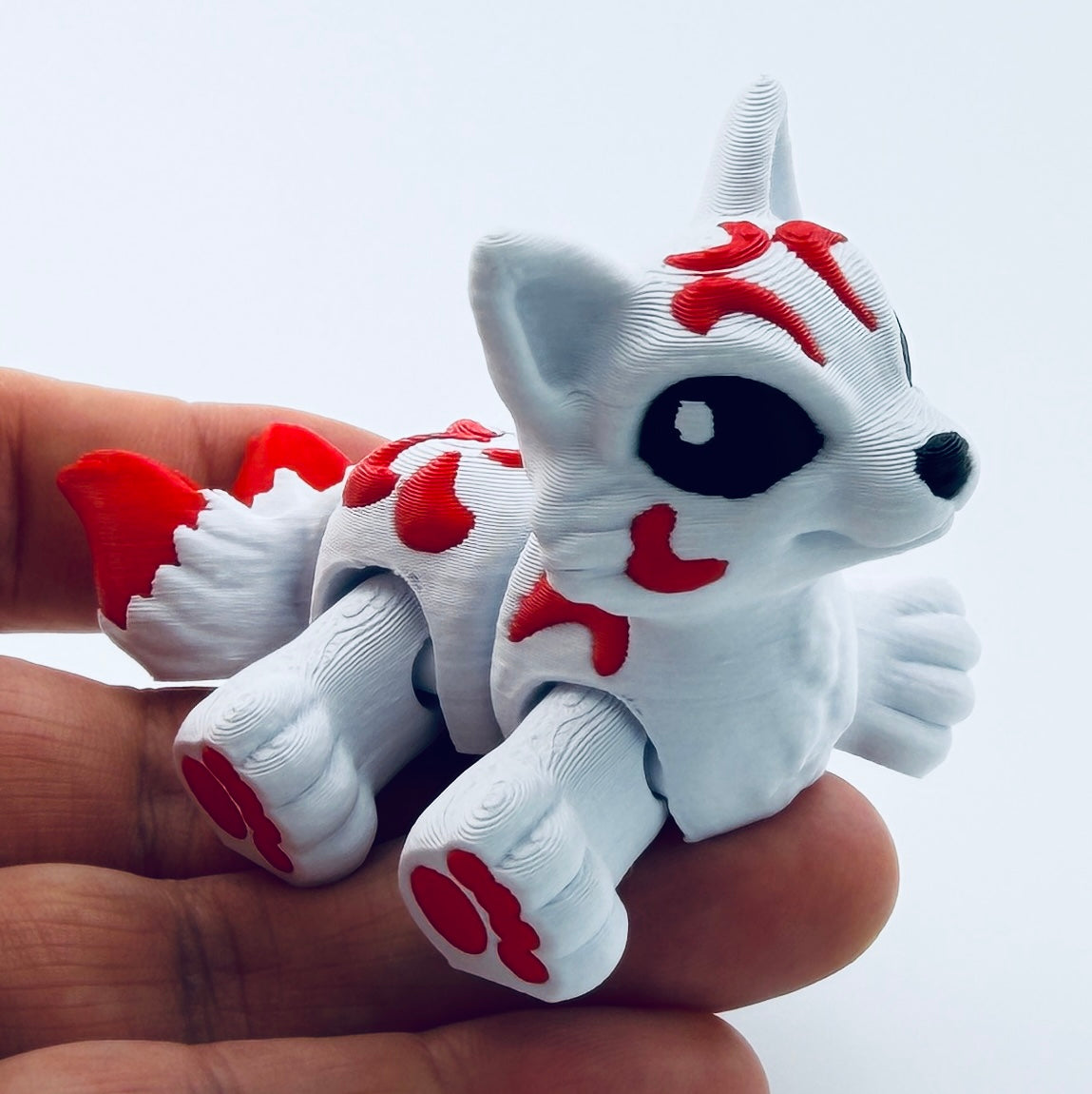 Mini Kitsune Articulated 3D Printed Fox | Flexible Fidget Toy & Fantasy Collectible