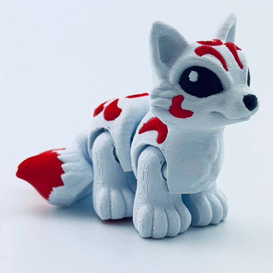 Mini Kitsune Articulated 3D Printed Fox | Flexible Fidget Toy & Fantasy Collectible