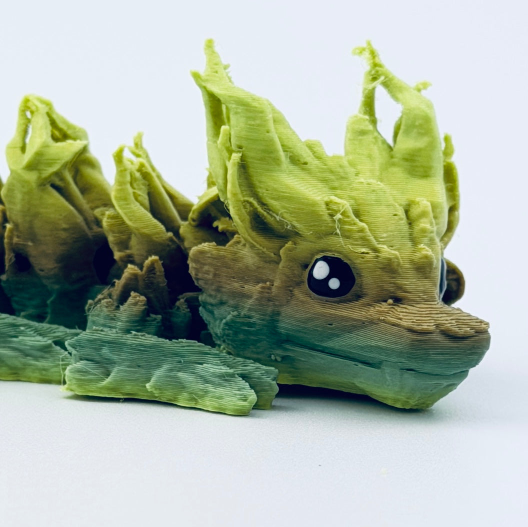3d printed baby woodlands dragon - closeup