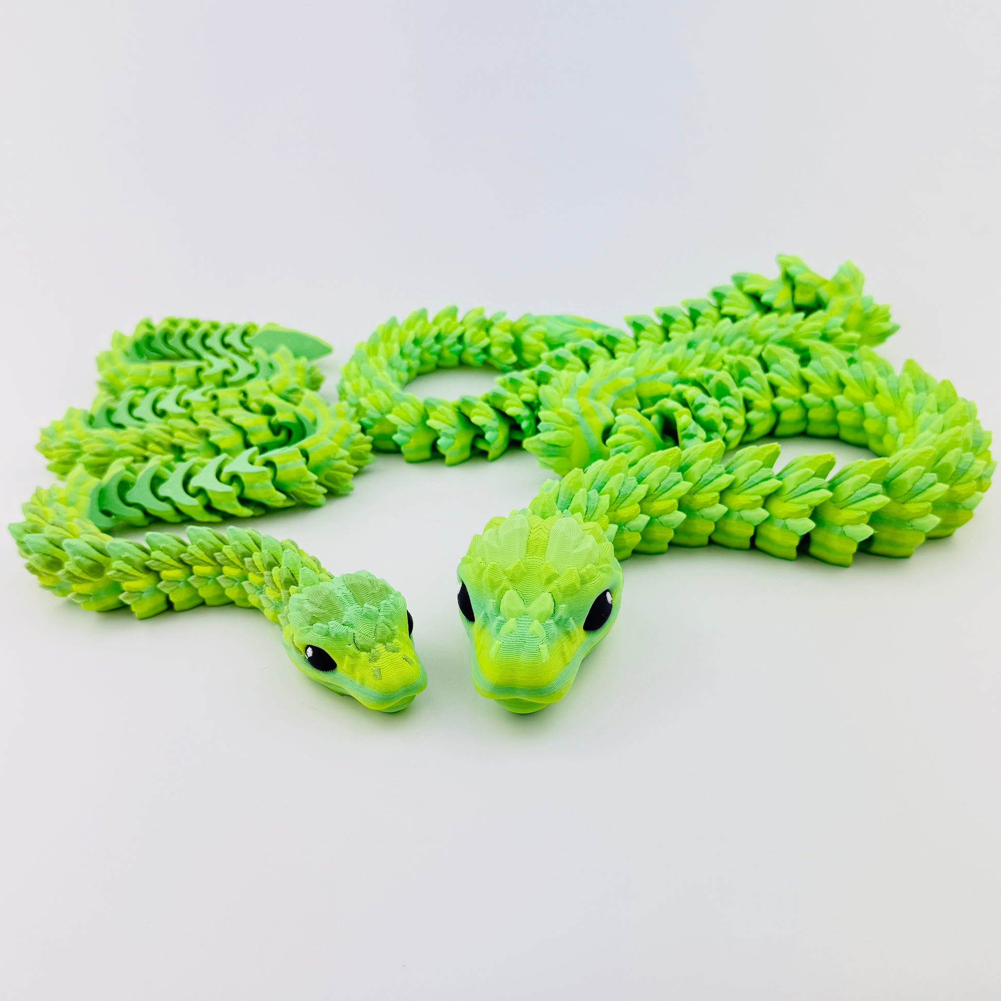 3d printed crystal snake - greens