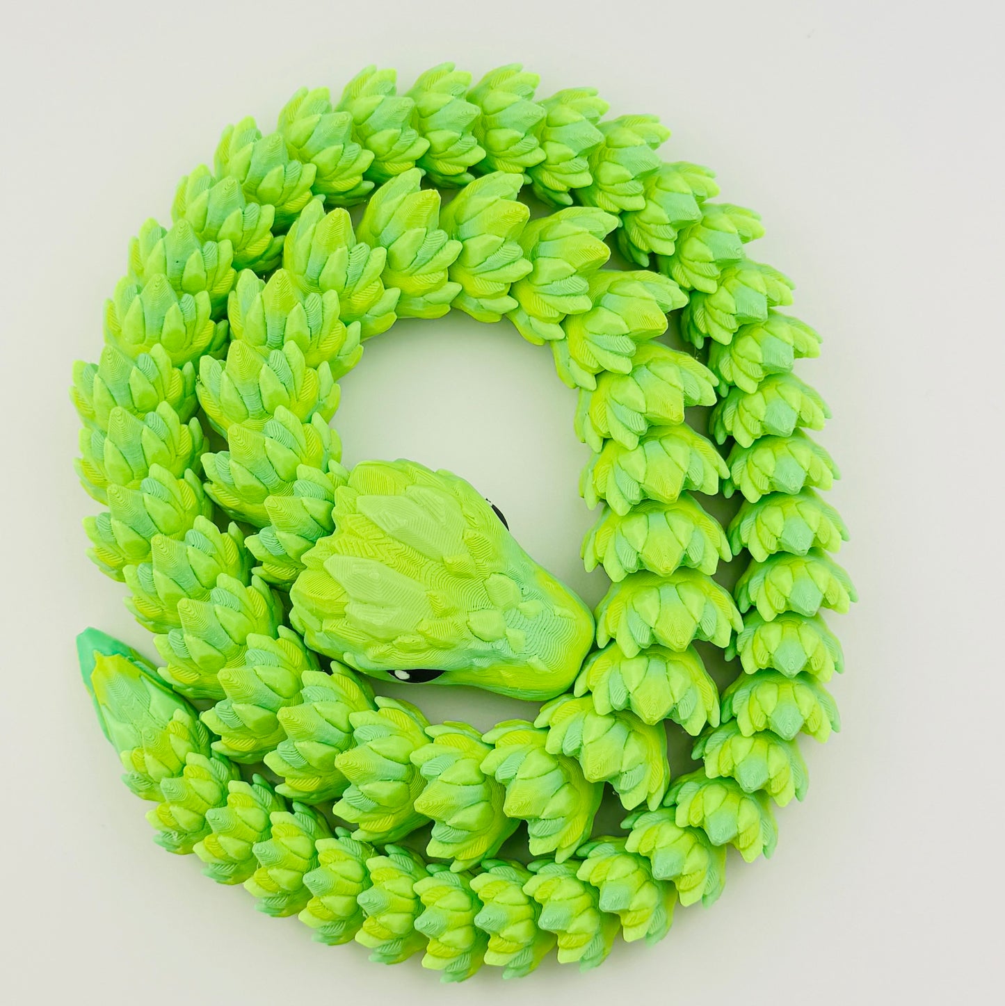 3d printed crystal snake - large - greens