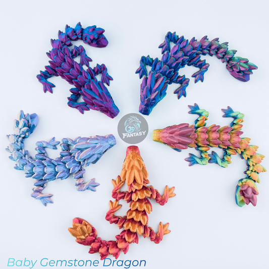 3d fantasy baby gemstone dragons