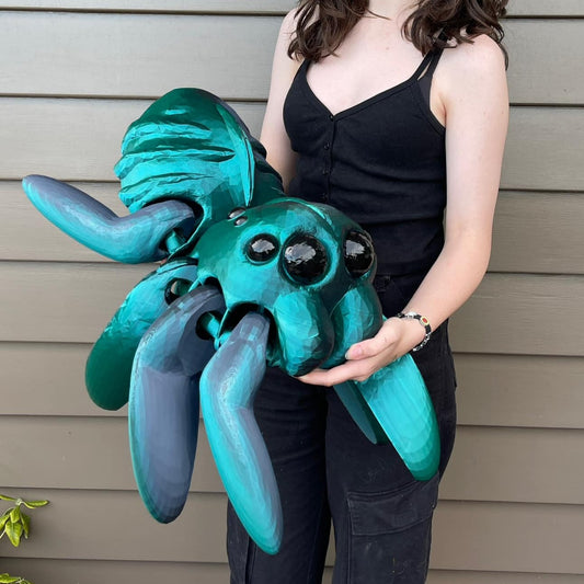 Gient 3d printed spider with hand painted eyes